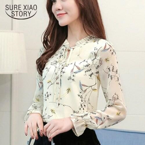 2021 Women Tops Chiffon Blouses Shirts Ladies Floral Print Feminine Blouse Long Sleeve Blusas Femme Plus Size Tops Female 900 30