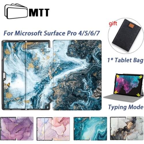 MTT Marble PU Leather Case For Microsoft Surface Pro 4 5 6 7 Windows 12.3'' Funda Fold Flip Stand Cover Protective Tablet Case