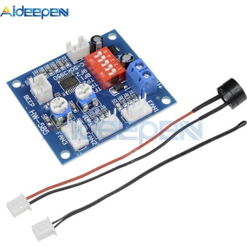 DC 12V NTC 3950 Thermistor PWM Temperature Probe Speed Controller Board Control Module Buzzer 5A CPU Fan High-Temp Alarm