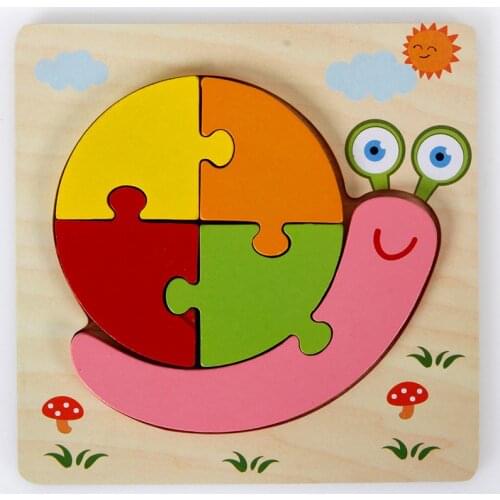 Baby Toys Wooden 3D Puzzle Tangram Shapes Learning Cartoon Animal Intelligence Jigsaw Puzzle Toys For Children Educational