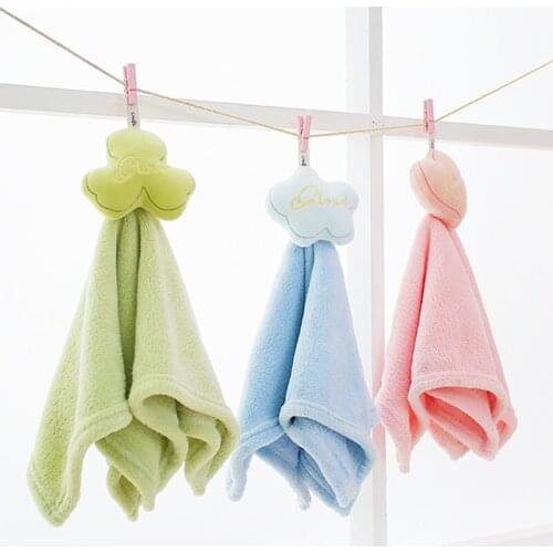 Plush Bath Towel Baby Nursery Hand Soft Towel Cartoon Animal Cute Wipe Hanging Bathing Towel for Baby Children Bathroom Kitchen