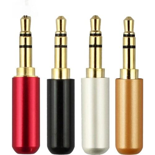 DIY Earphone 3.5mm 3 Pole Stereo Jack Gold Plated Headphone Repair Jack Adapter Metal Alloy Audio Wire Solder Connector