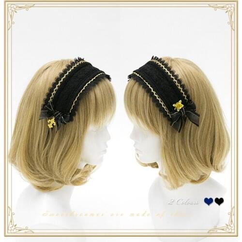 Dublin Bay Handmade Vintage Lace Bows Hairband KC Lolita Sweet Daily Headband Headwear 2 Colors