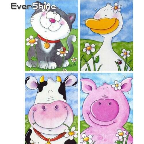 EverShine DIY 5D Diamond Painting Full Square Cartoon Diamond Art Cat Embroidery Mosaic Kits Handwork Hobby Home Decoration