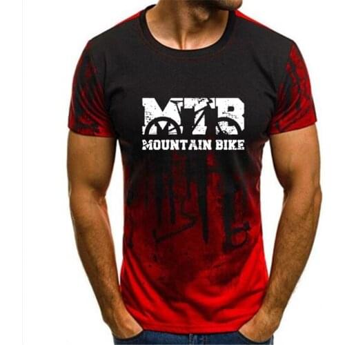 Gradient Mountain Biking Vintage MTB Distressed Design T Shirts 100% Cotton Tees Short Sleeve Men inkest T-Shirt S-4XL