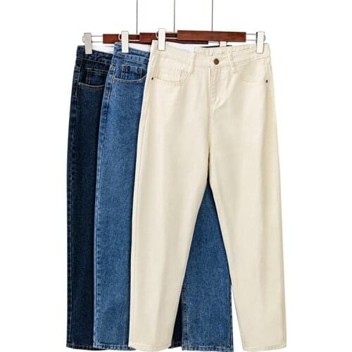 Cotton Velvet Jeans Women Autumn Winter Loose Harem Pants Korean Style High Waist Warm Fleece Denim Pencil Pants