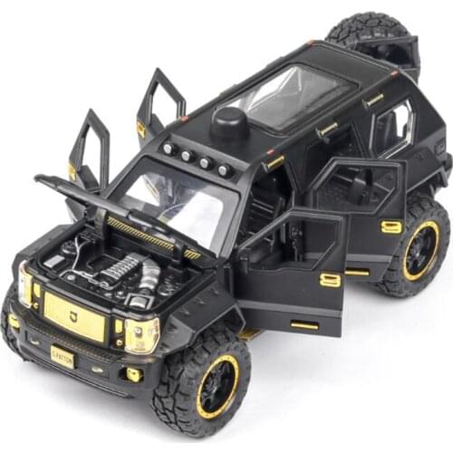 High Simulation 1:24 George Barton Off-road Vehicle Toy Car Alloy Die-casting Sound And Light Pull Back Model Toys Gift For Boy