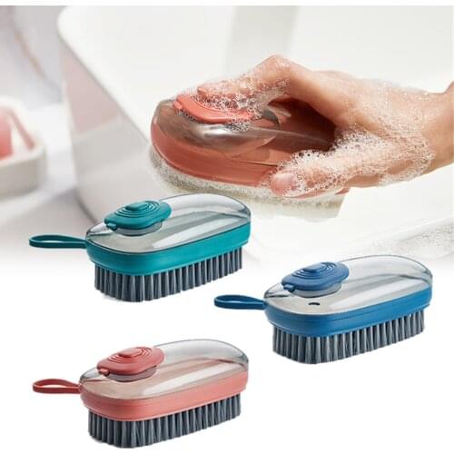 Cleaning Tools Liquid Filling Clothes Shoes Brush Handle Pot Brush Kitchen Gadgets Soap Dispenser Brush Replaceable Brush Head