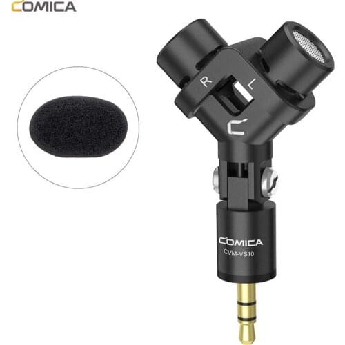 COMICA CVM-VS10 Mini XY Cardioid Stereo Microphone for Gopro Camera Smartphone Mic for Video Recording((3.5mm TRS)