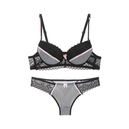 Girl Underwear Striped Bras Set For GirlsTraining Bra Set Breathable Child Bras+Briefs Soft Cotton Girl Teenage Underwear