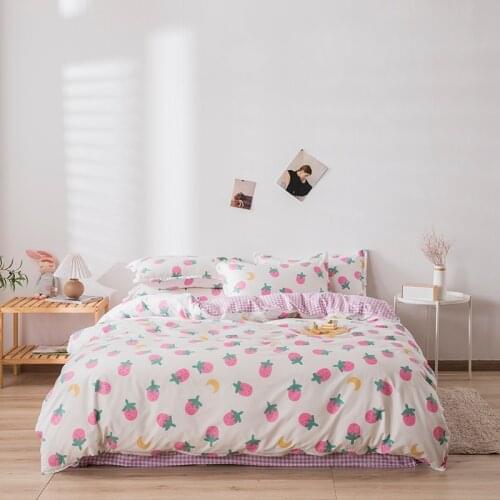 Strawberry Pattern Bedding Set, Duvet Cover Pillowcase 3pcs 200x230,175x220 Quilt Cover, King Size Bed Sets