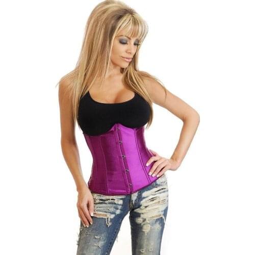 Purple Stain Underbust Corset Shaper Burlesque Sexy Underbust Corset Waist Cincher Lingerie