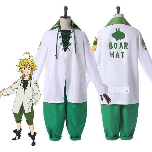 Anime The Seven Deadly Sins Cosplay Meliodas Uniform Costume Complete Outfit Tops + Pants Suit Halloween