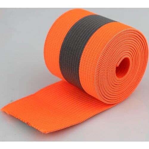 Orange Reflective Elastic Tape Band Cord Belt Fabric Wide 40mmx15mm x 1meter