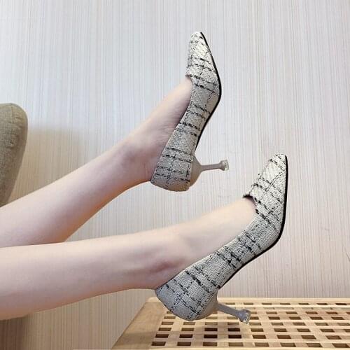 Hot Sales Fashion Color Matching Sexy Apricot Women Glossy Formal Pumps High Heels Black Lady Nude Evening Shoes W32-07