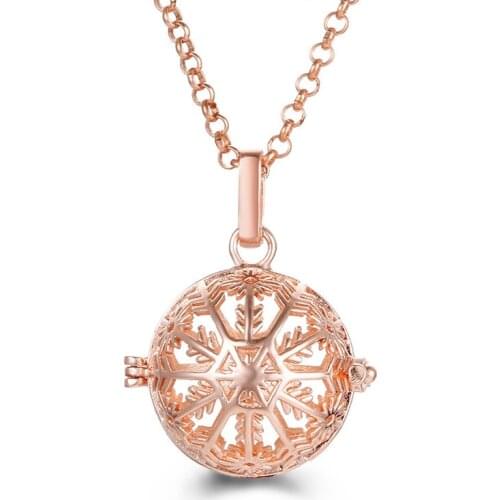 Mexico Music Ball Aroma Necklace Vintage Essential Oil Diffuser Perfume Lockets Pendant Snowflake Hollow Sweater Chain Jewelry