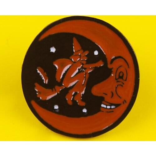 Broom rider icon Metal brooch wizard Pointed moon metal pins for clothes Badge Jewelry Gift anime decoration pin badge Brooches