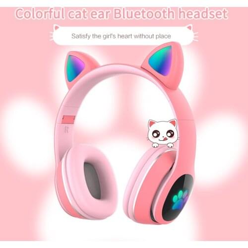 Multicolor Cartoon Music Headset For Children LED Marquee Head-Mounted Bluetooth Headset Wireless Cat Ear Sports Headset