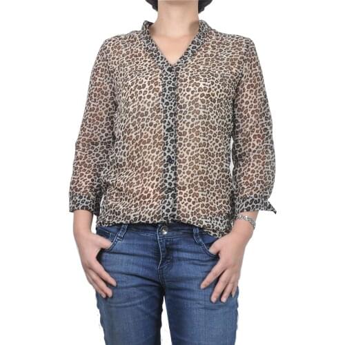 Fashion Ladies Leopard Print Chiffon Blouse Long Sleeve Button Down Shirts Spring Autumn Elegant Sexy Women V Neck Tops Leisure