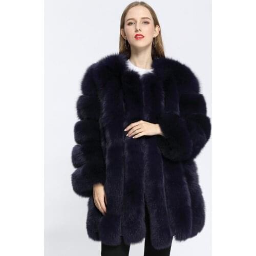 Fashion Natural Fox Fur Coat New Style Long Fur Jacket Winter Luxury Women Black Thick Overcoat