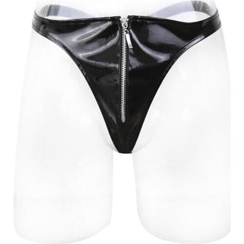 Male Underwear Sexy Sissy Leather Panties Fetish Men Micro G Strings and Thongs Porno Open Crotch Panties for BDSM Gay Sex
