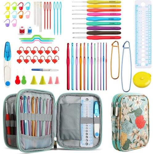 70pcs/set Premium Crochet Hooks Set Knitting Needles Set DIY Needle Arts Craft Scissors Stitch Markers Sewing Tools