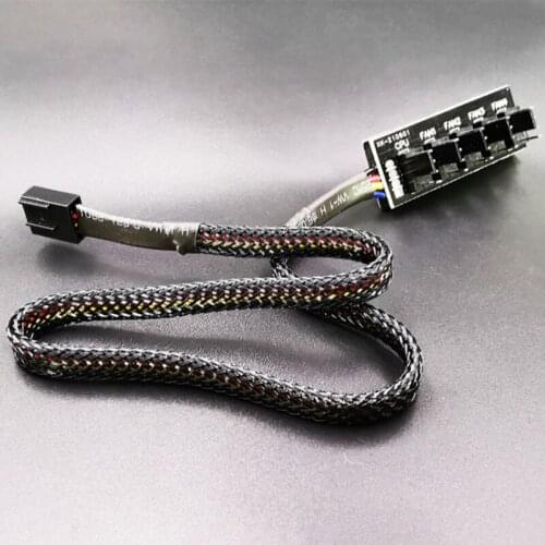 Coolmoon Desktop Computer Cpu Chassis Fan 4pin Pwm Hub 1 to 5 4pin Temperature Controller Power Extension Cable Splitter