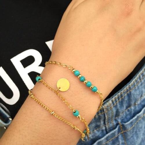 Wholesale Bohemian Pulseiras present Blue beads Chain Boho Bracelet for Women Gift Factory Price Bijoux bracelets & bangles