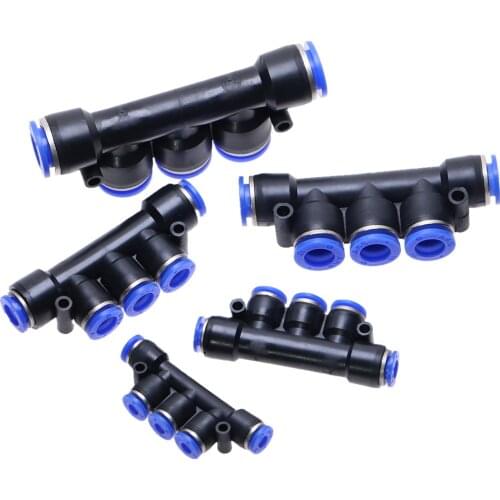 PK 4 6 8 10 12mm Pneumatic 5-Way Connector Quick Fitting Pneumatic Connector Push In Fit For Air/Water Tube