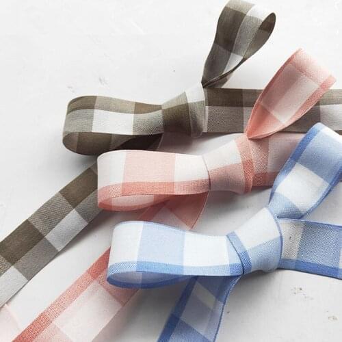 Princess DIY 5M 25mm Gift Flower Wrapping Packing Tartan Plaid Ribbon Grosgrain Satin Check Tape DIY Hair Bow Wedding Baking Dec