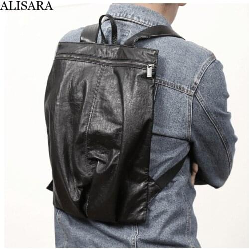 Alisara Women Casual Backpacks First Layer Cow Leather High Quality Youth Travel Daypack Simple Storage Bag Unisex Day Packs