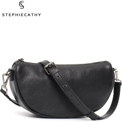 SC Retro Genuine Leather Crossbody bag For Women Casual Half-moon Shape Handbag Female Real Leather Crossbody Shoulder Bag Purse