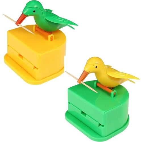 Cute Bird Toothpick Dispenser Creative Plastic Cartoon Automatic Toothpick Holder Dispenser Cleaning Teeth Table Decoration Box