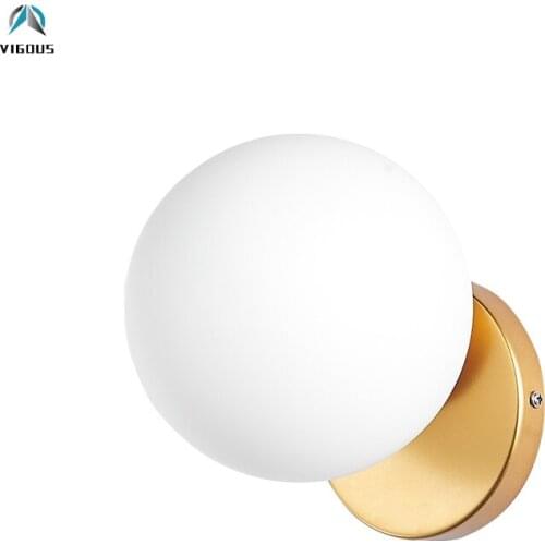 Nordic Modern E27 Led Wall Lamp Glass Globe Metal Wall Scones Bedroom Light Simple Led Indoor Light Fixtures Lamparas Lighting