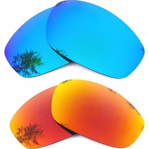 Ice Blue Mirrored & Orange Red Mirrored Polarized Replacement Lenses for Blender Frame 100% UVA & UVB
