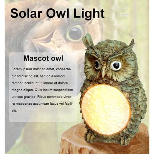 Solar Light Resin Owl Lights Outdoor Lighting Aunty-real Animal Decoration Light LED Lawn Landscape Garden Light Solar Lamp