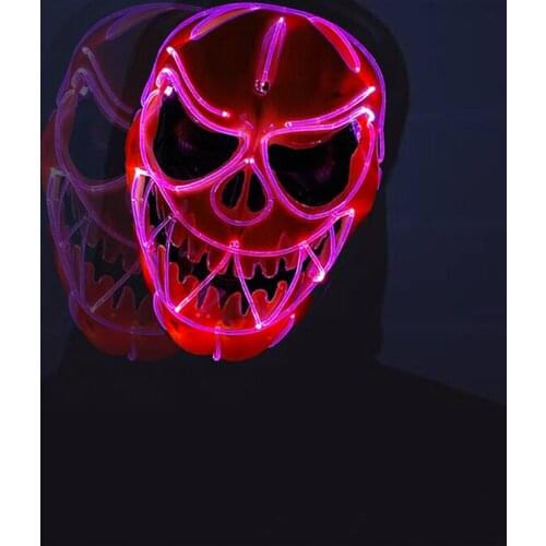 LED Face-changing Glowing Mask Discolor Flashing Mask Halloween Festival Party Atmosphere Masks Halloween Cosplay Pumpkin Mask