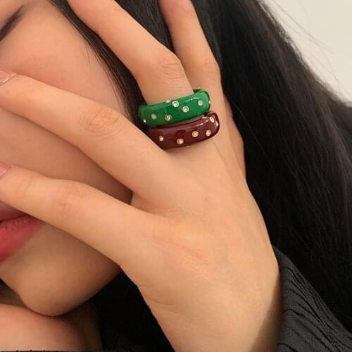 Timeless Wonder Gorgeous Enamel Zirconia Geo Rings Women Punk Cocktail Gothic Ins Runway Designer Jewelry Fancy Egirl Mix 2321