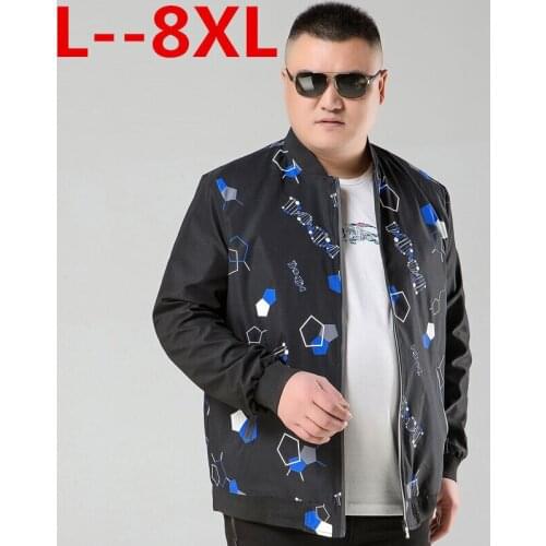 Plus Big 10xl 8xl 6xl 4xl Spring Autumn Mens Jacket Stand Collar Windbreaker Male Blue Baseball Jackets Casual Thin High Quality