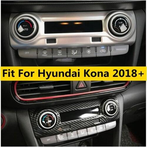 Matte / Carbon Fiber Look Interior For Hyundai Kona 2018 - 2021 Middle Air Conditioning AC Panel Cover Kit Trim ABS Accessories