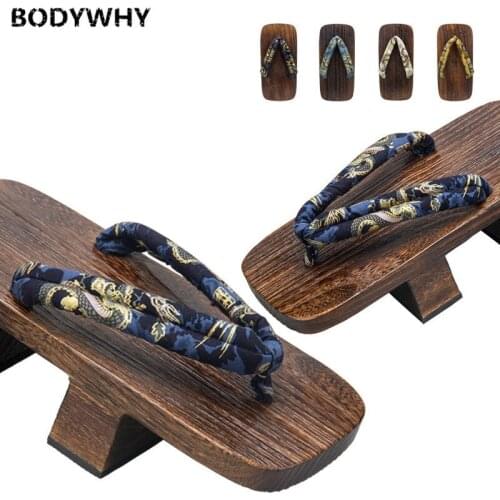 Japanese Mens Clog Slippers Anime Cosplay Japanese Sandals Summer Sandals Men Flat Wooden Shoes Clogs Slippers Flip-flops