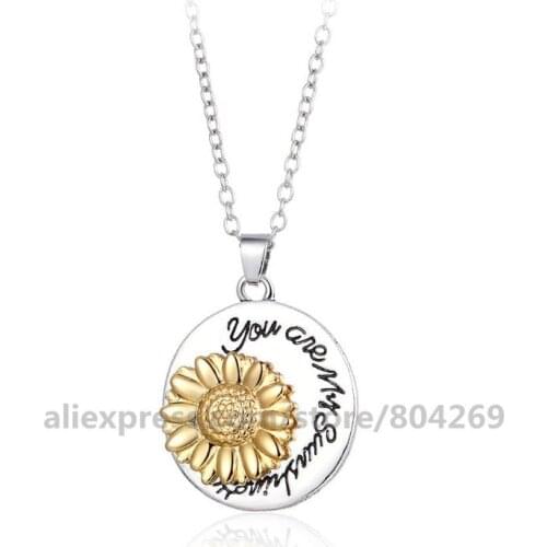 Personality Rotate Floral Pendant Necklace Women Dress Jewelry Sunflower Pendant Designs Fashion Jewelry Necklace