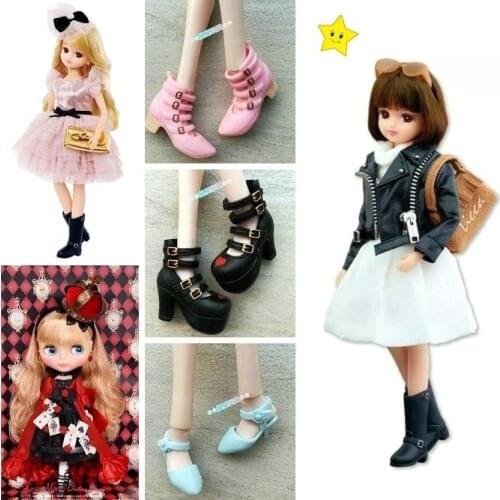 1/6 High Heel Shoes For Dolls For Licca Momoko Doll Blyth doll Shoes Fashion Plastic Shoes For Girls Dolls White Red Shoes