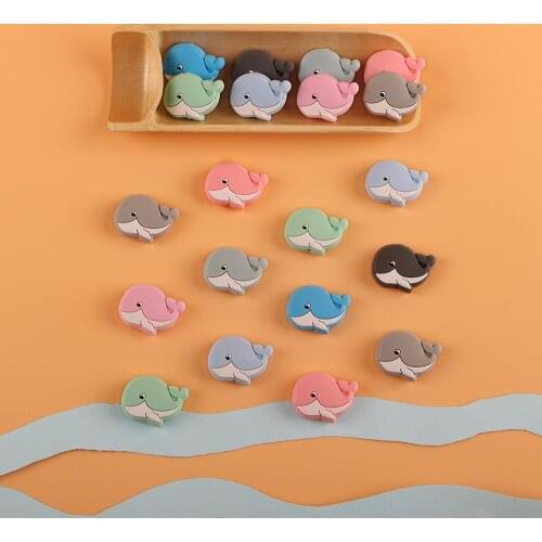 Kovict 10Pcs Mini Dolphin Silicone Beads Baby Molar Teether DIY For Pacifier Necklace Accessories Chewable Nursing Toys