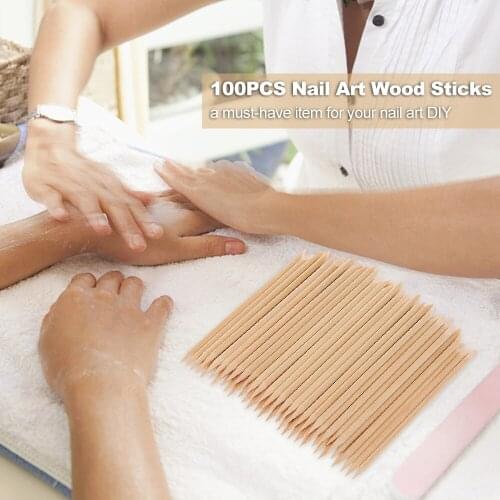 100PCS Nail Art Wood Sticks Wooden Cuticle Remover Pusher Manicure Pedicure Tool Disposable Remover Manicure Pedicure Care