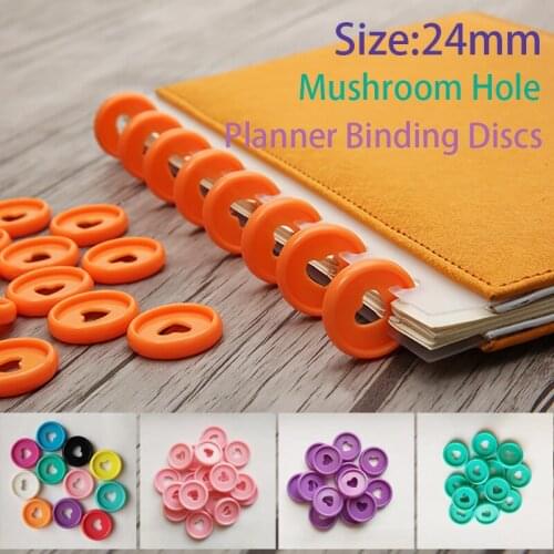 12pcs 24mm Plastic Planner Binder Rings Mushroom Hole Binding Discs Notebook Discs Binding 360 Degree Foldable Office Supplies