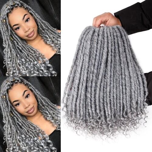 18inch 24Roots/Pack Faux Locs Braiding Passion Twist Hair Synthetic Crochet Hair Dreadlocks Butterfly Locs Mix Grey Crochet Hair