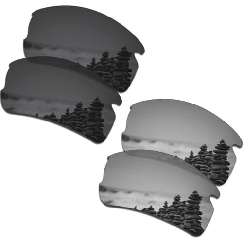 SmartVLT 2 Pairs Polarized Sunglasses Replacement Lenses for Oakley Flak 2.0 OO9295 Stealth Black and Silver Titanium
