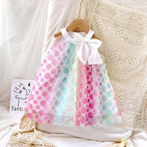 2021 girls dress Korean cute princess dresses flower sleeveless girls party birthday costume 3-7 years old little girl clothes