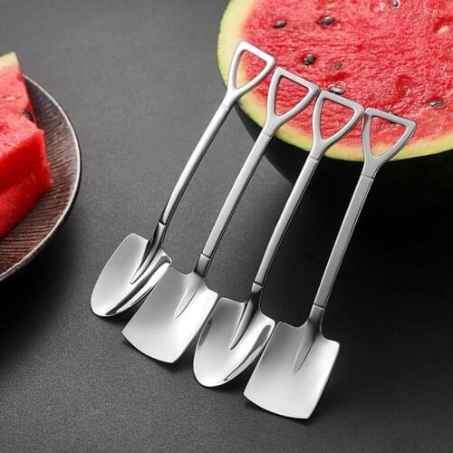 4PCS 304 stainless steel coffee spoon Retro shovel ice cream spoon Creative tea-spoon Fashion Tableware Kitchen Set Tool Lot